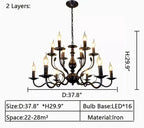 Multi Layer Iron Chandelier with Electronic Candles in Vintage Country Style for Living Room Cafe and Study