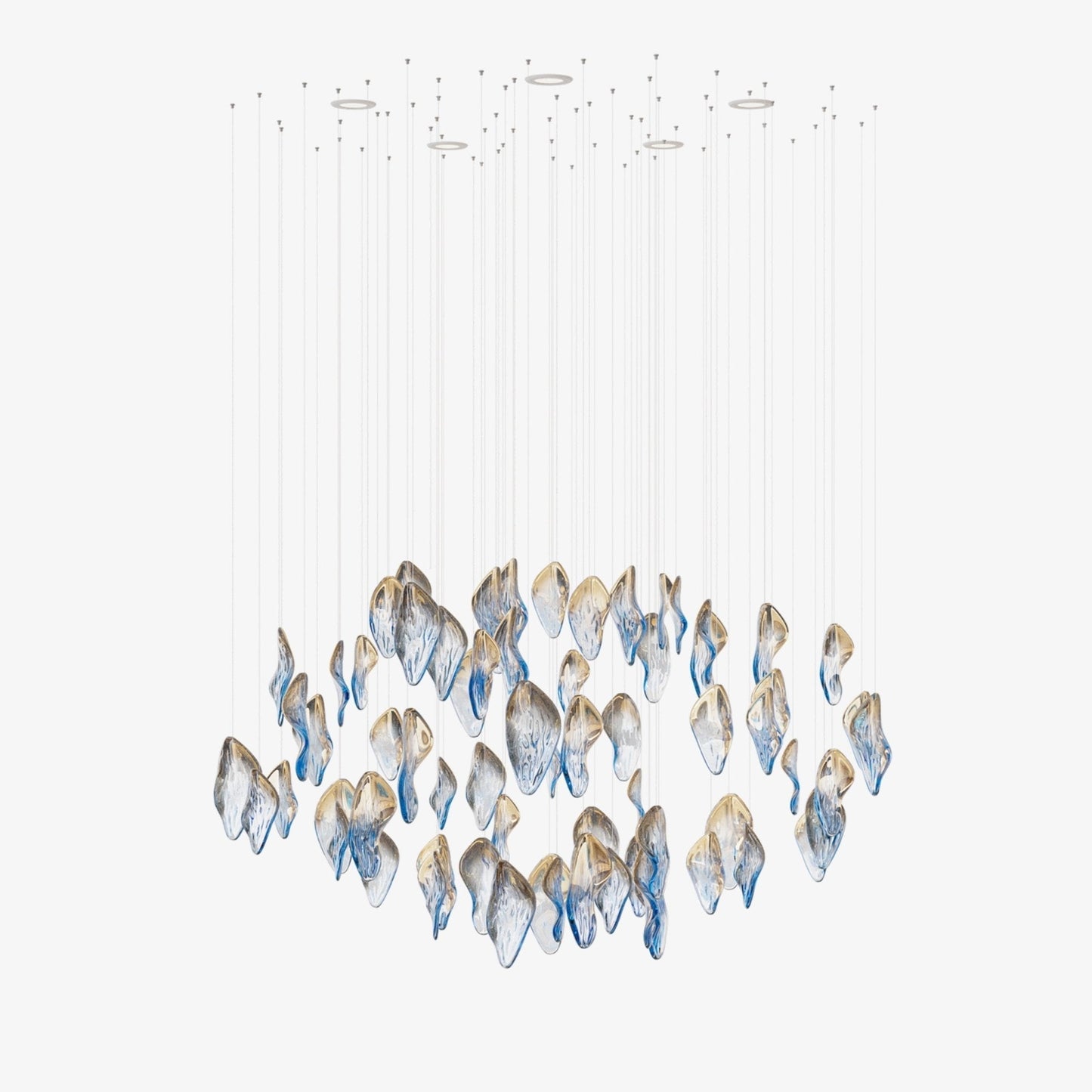 Galaxy Ocean Drift Blown Glass Crystal Spiral Chandelier