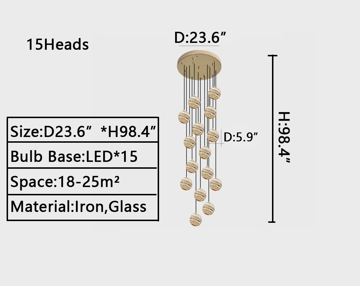 Nordic Planet Creative Long Ball Pendant Chandelier Staircase Foyer