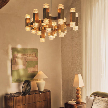 Kennedy Glass Chandelier 32"W