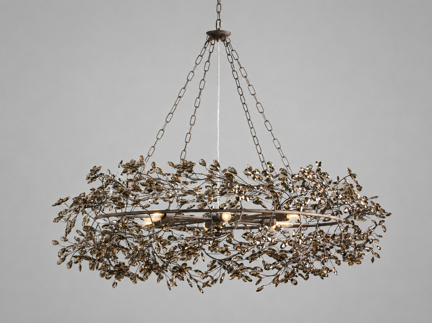 Fiore 48" Crown Chandelier in Bronze with Smoke Glass
