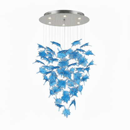 Multicolor Crystal Spiral Maple Leaf Chandelier