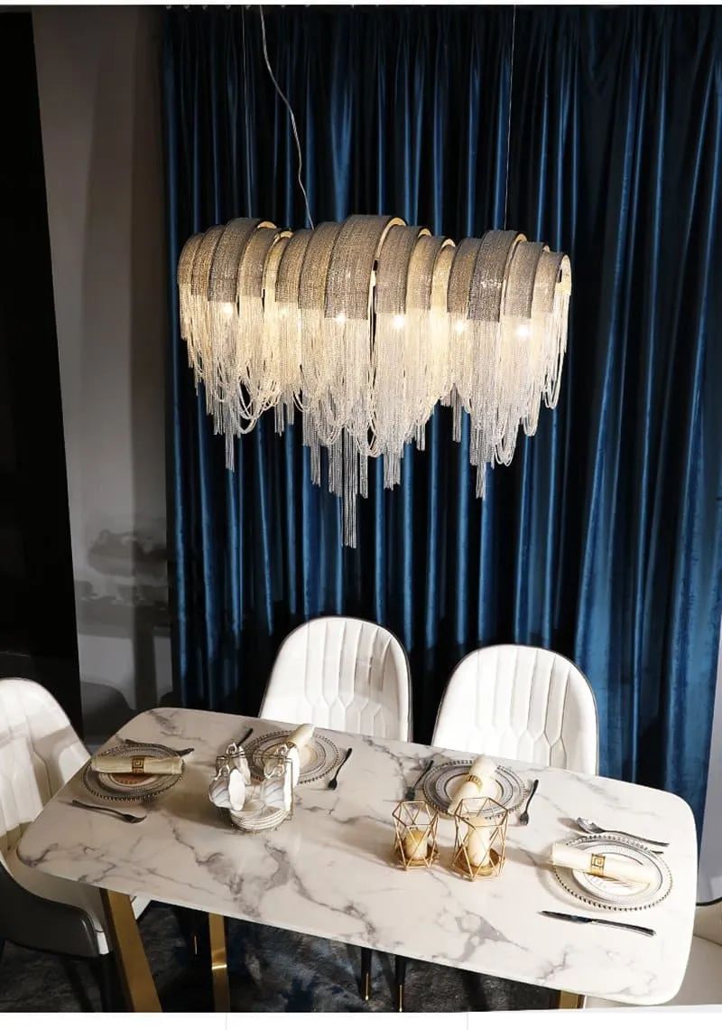 TLL Liz Luxury Hardware Aluminum Chain Long Branch Chandelier