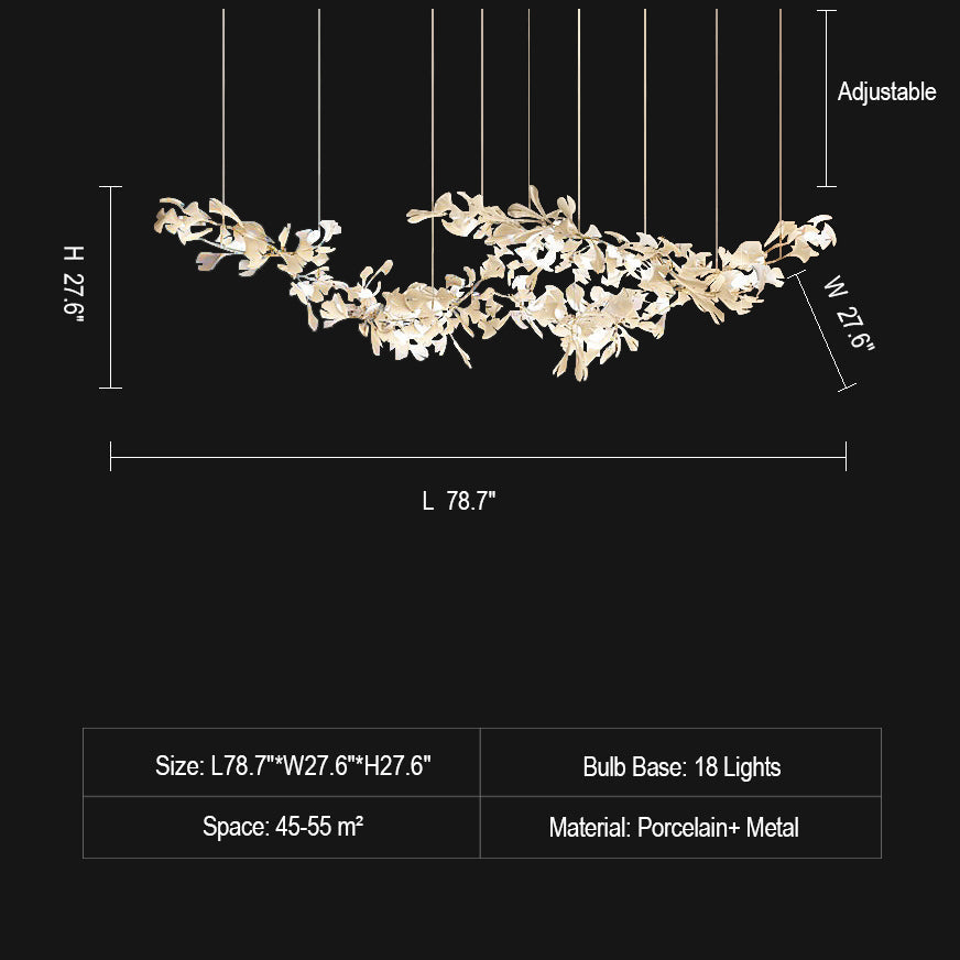 Extra Large Ceramic White Flower Chandelier
