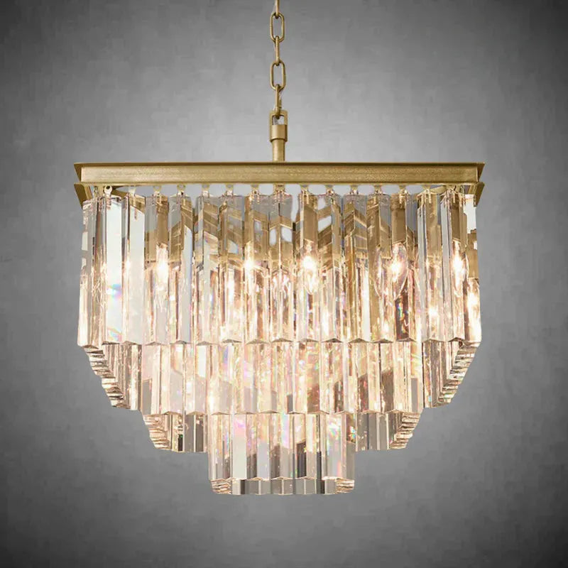 LeTierd Crystal Square Chandelier 22" 34" 47"