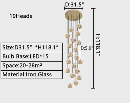 Nordic Planet Creative Long Ball Pendant Chandelier Staircase Foyer