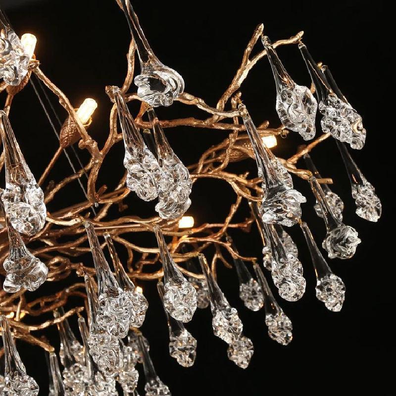 Creative Rose Crystal Brass Branch Chandelier