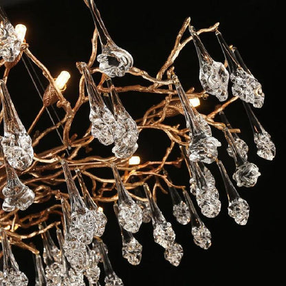 Creative Rose Crystal Brass Branch Chandelier