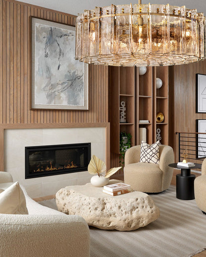 HATTICE SMOKE GLASS ROUND CHANDELIER 48"