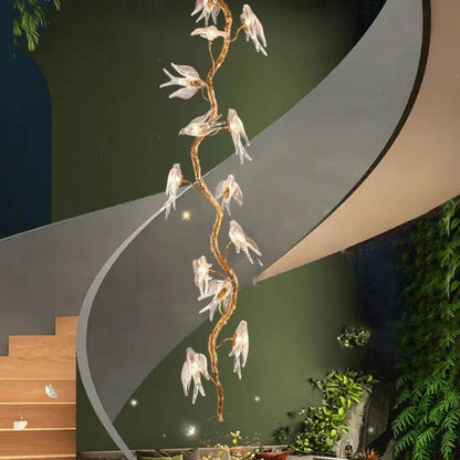 Lucky Bird Glass Tree Branch Chandelier