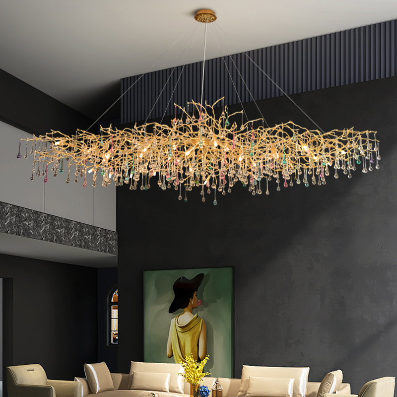 Avis Colorful Crystal Rain Aluminum Branch Chandelier