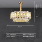 Oversized Transparent Crystal Tiered Chandelier Suit for Living/Dining Room/Bedroom