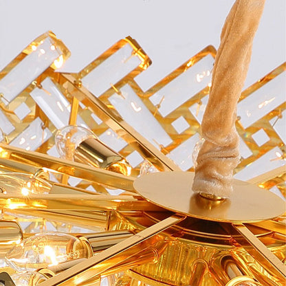 Post-modern Light Luxury Fence Crystal Chandelier Suit for Living/Dining Room