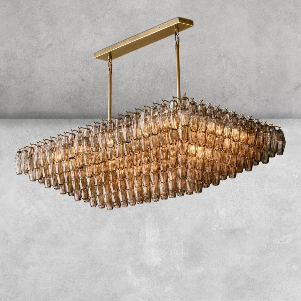 Kiaris Glass Tiered Rectangular Chandelier 54'' 74''