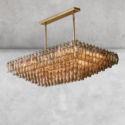 Kiaris Glass Tiered Rectangular Chandelier 54'' 74''