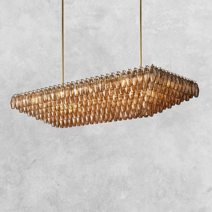 Kiaris Glass Tiered Rectangular Chandelier 54'' 74''