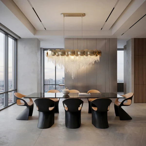 Amadeo Oval Brass Crystal Chandelier