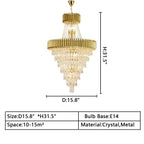 Extra Large Modern Multi-layers Gold/Black Light Luxury Crystal Chandelier For 2-Story Living Room,Foyer