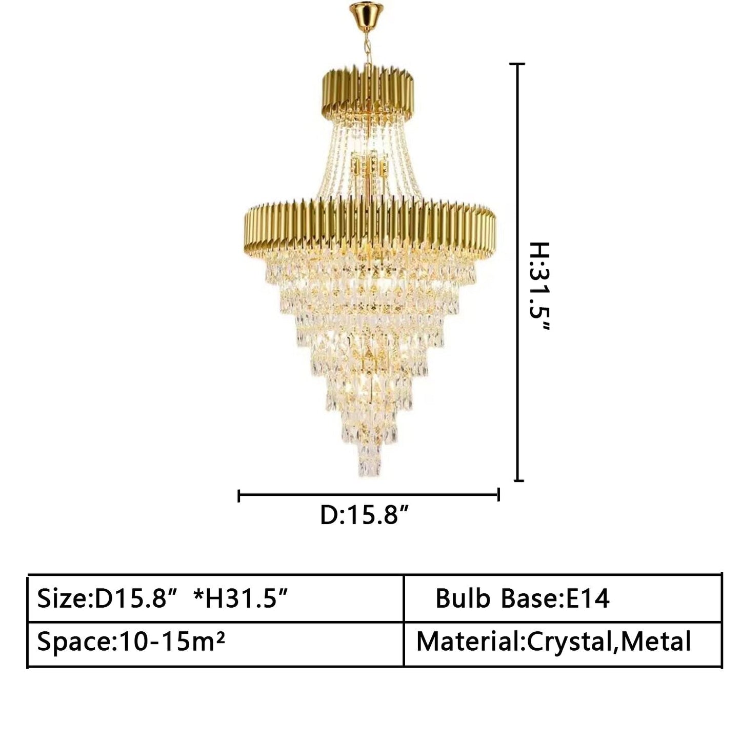 Extra Large Modern Multi-layers Gold/Black Light Luxury Crystal Chandelier For 2-Story Living Room,Foyer