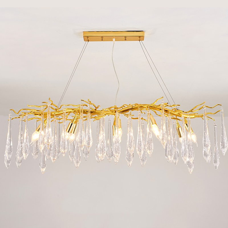 Agnes Aluminum Branch Crystal Chandelier For Dining Room