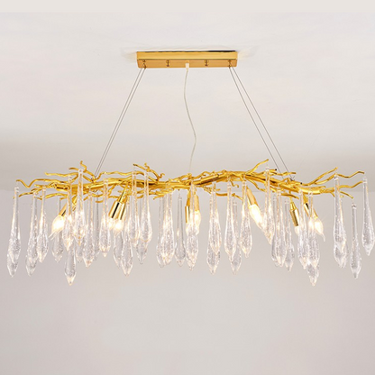 Agnes Aluminum Branch Crystal Chandelier For Dining Room