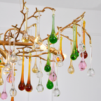 Avis Colorful Crystal Linear Branch Chandelier For Living Room
