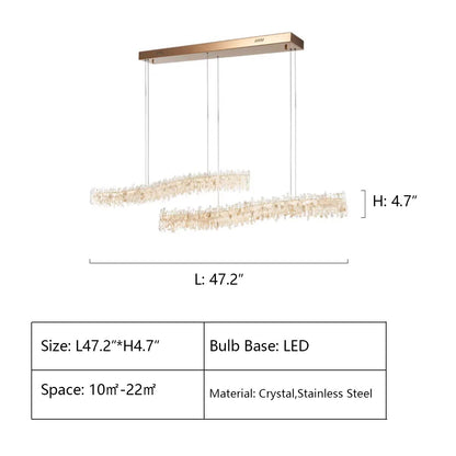 Modern Light Luxury Designer Model Natural Crystal Stone Long Dining Chandelier Furniture for Dining Room/Kitchen Island/Study Room