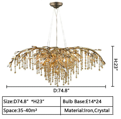 New Luxury Branch Crystal Pendant Chandelier Designer Creative Art Dining Room/Living Room Light Fixture