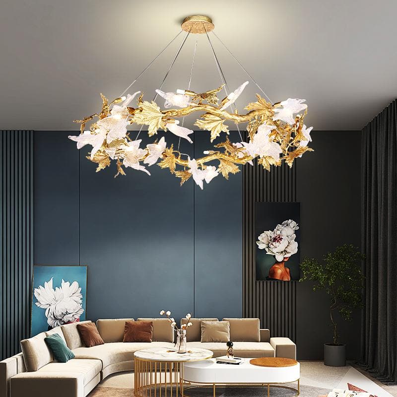 TLL Branch Maple Leaf Crystal Chandelier