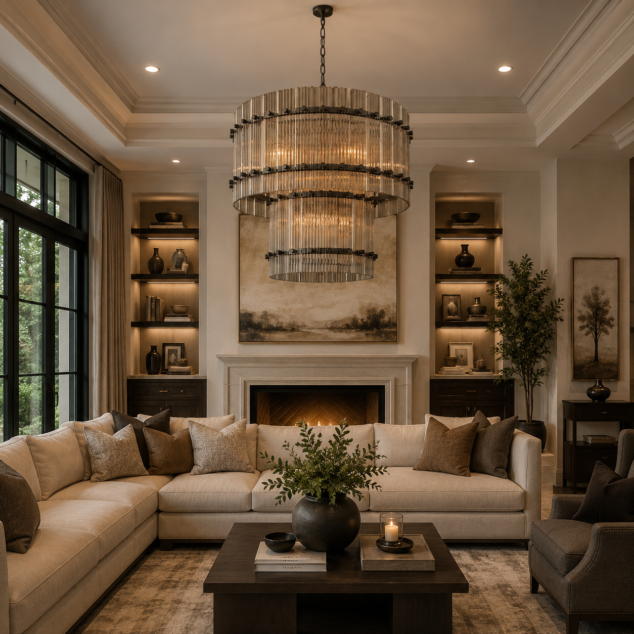 Sae Nari Glass Two-Tier Round Chandelier