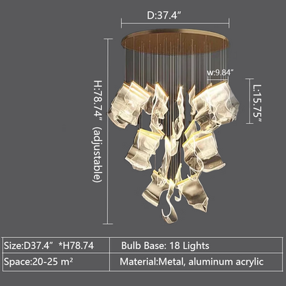 Extra Large Modern Paper Chandelier For Staircase / Foyer Villa Hall Ceiling