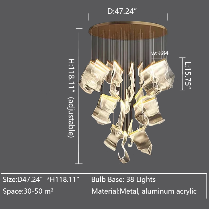 Extra Large Modern Paper Chandelier For Staircase / Foyer Villa Hall Ceiling