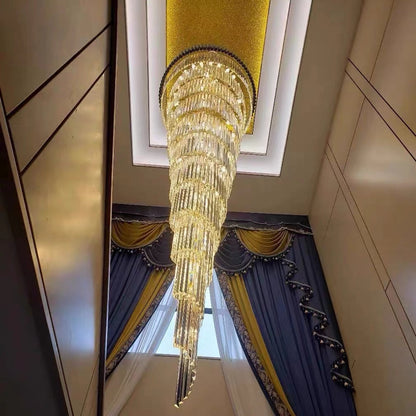 Spiral Crystal Chandelier For Foyer/ Staircase