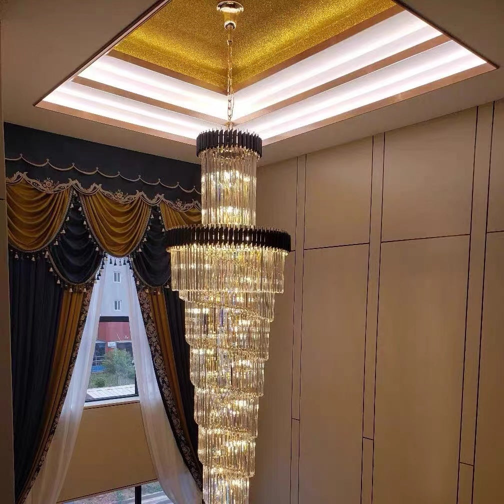 Spiral Crystal Chandelier For Foyer/ Staircase