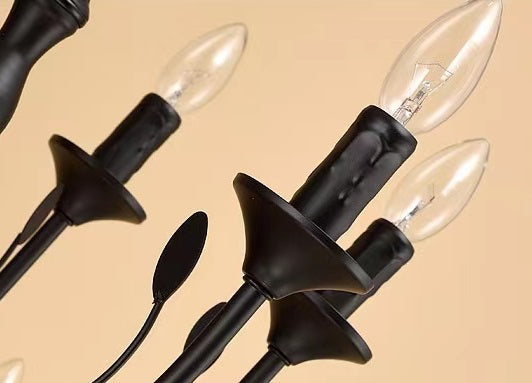 Multi Layer Iron Chandelier with Electronic Candles in Vintage Country Style for Living Room Cafe and Study