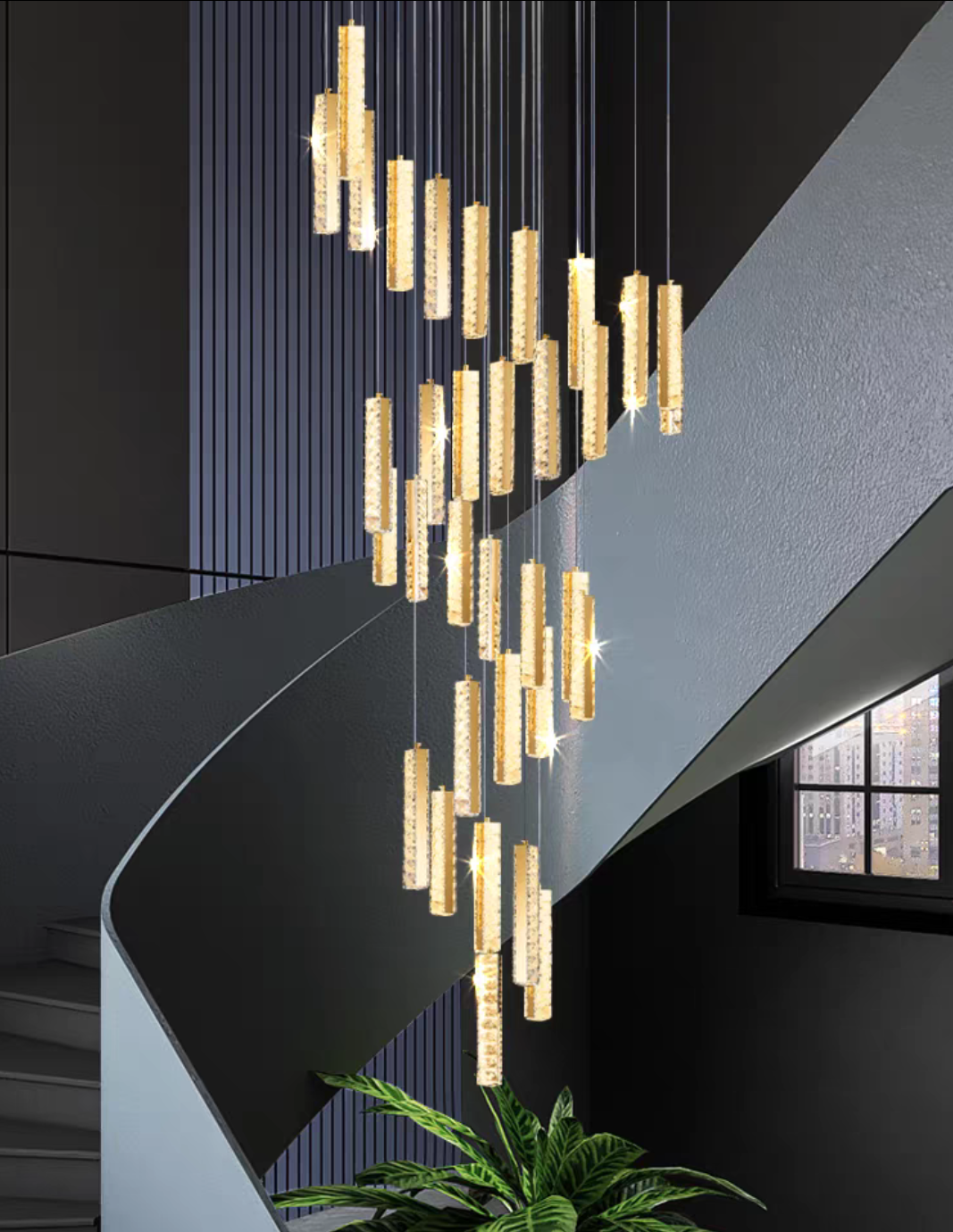 Extra Large Modern Spiral Crystal Ceiling Light Decoration for Staircase/ High Ceiling Living Room/ Hotel Lobby/ Hallway