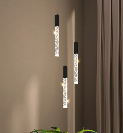 Extra Large Modern K9 Crystal Rod Pendant Long Chandelier for Staircase/Living Room/Foyer
