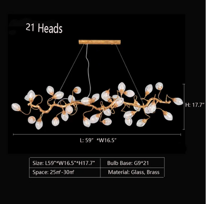 Modern Art Extra Large Branch Style Chandelier with Clear Bubble Glass Eggs for Dining Room and Living Room