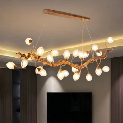 Modern Art Extra Large Branch Style Chandelier with Clear Bubble Glass Eggs for Dining Room and Living Room