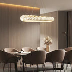 Extra Large Tiers Modern Stainless Steel Oval Chandelier for Dining Room/Kitchen Island/Big Entrys