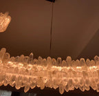 Modern Light Luxury Designer Model Natural Crystal Stone Long Dining Chandelier Furniture for Dining Room/Kitchen Island/Study Room