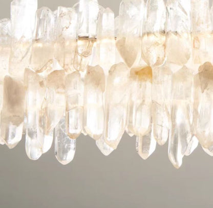 Modern Light Luxury Designer Model Natural Crystal Stone Long Dining Chandelier Furniture for Dining Room/Kitchen Island/Study Room