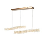 Modern Light Luxury Designer Model Natural Crystal Stone Long Dining Chandelier Furniture for Dining Room/Kitchen Island/Study Room