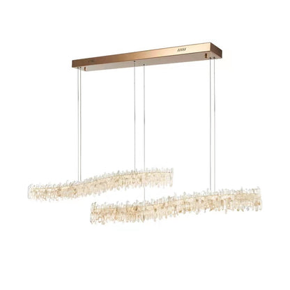 Modern Light Luxury Designer Model Natural Crystal Stone Long Dining Chandelier Furniture for Dining Room/Kitchen Island/Study Room