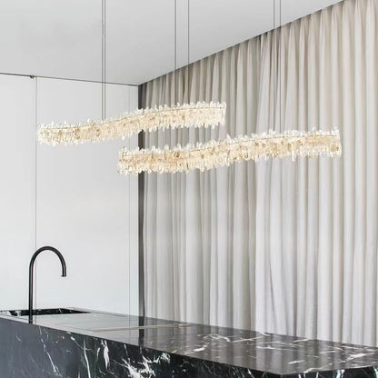 Modern Light Luxury Designer Model Natural Crystal Stone Long Dining Chandelier Furniture for Dining Room/Kitchen Island/Study Room