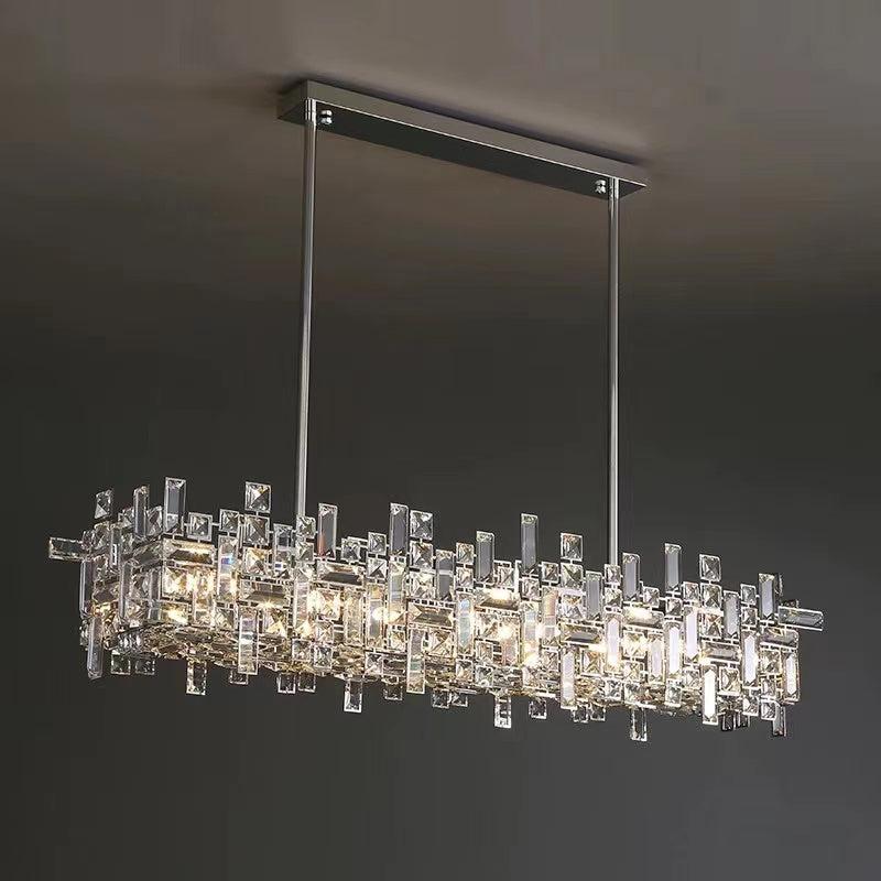 Extra Large Art Irregular Block Collection Crystal Pendant Chandelier Suit for Living Dining Room