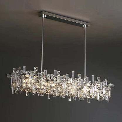 Extra Large Art Irregular Block Collection Crystal Pendant Chandelier Suit for Living Dining Room