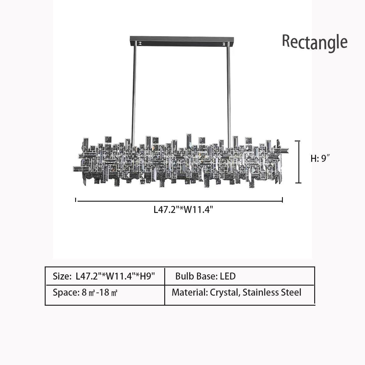 Extra Large Art Irregular Block Collection Crystal Pendant Chandelier Suit for Living Dining Room