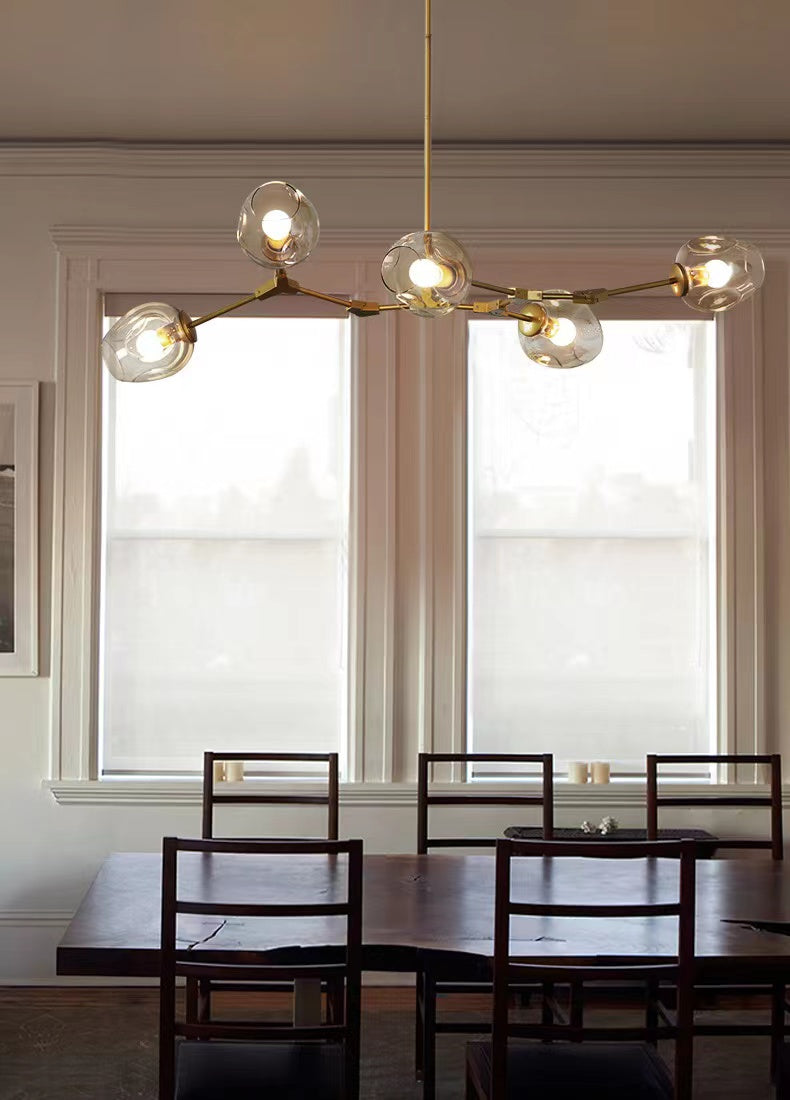 Modern Industrial Branch Chandelier with Multiple Glass Pendants Extra Large for Living or Dining Room