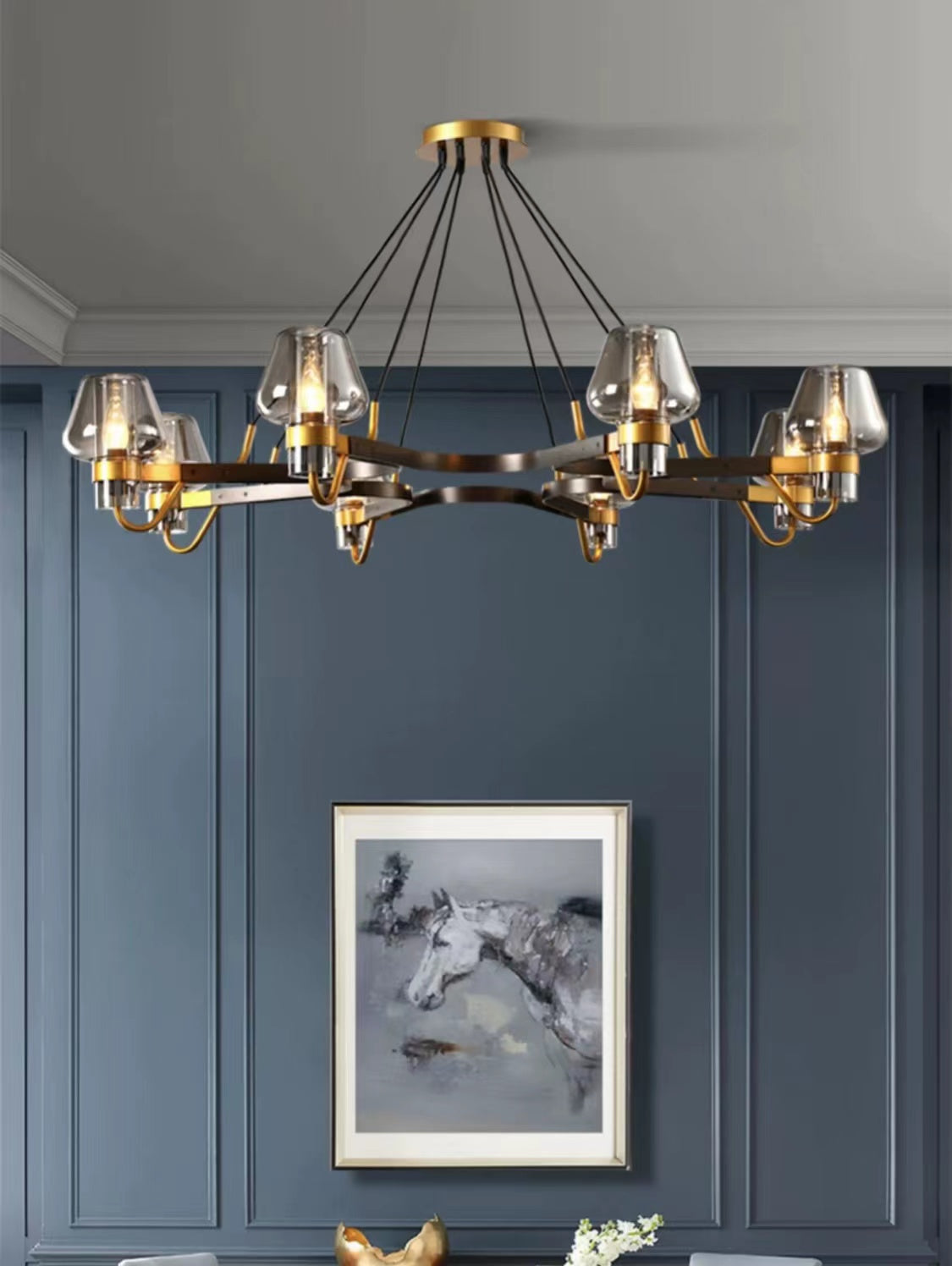 Post-modern Light Full Brass Chandelier for Living Room/Bedroom